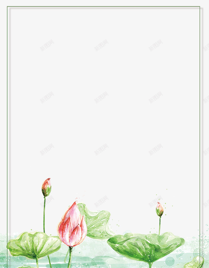 夏日荷花水墨荷花主题边框psd免抠素材_新图网 https://ixintu.com 夏天来了 夏季促销 夏季新品 夏日促销 手绘 竹子荷花荷叶满池塘 荷叶 荷花 边框