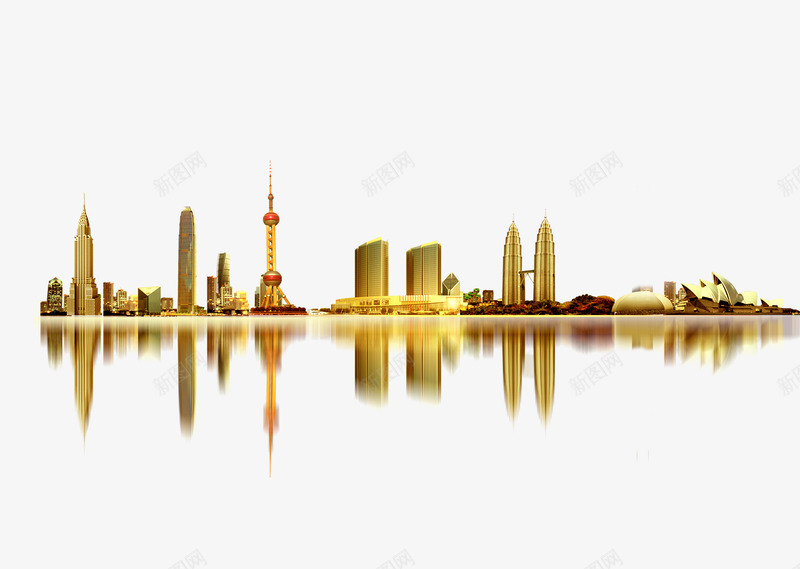 城市建筑psd免抠素材_新图网 https://ixintu.com 城市 建筑 旅游 金色建筑
