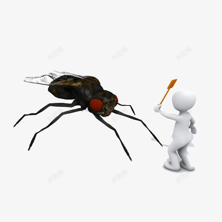 拍苍蝇的人png免抠素材_新图网 https://ixintu.com 叮咬 夏天 拍打 拍蚊子 死苍蝇 蚊子