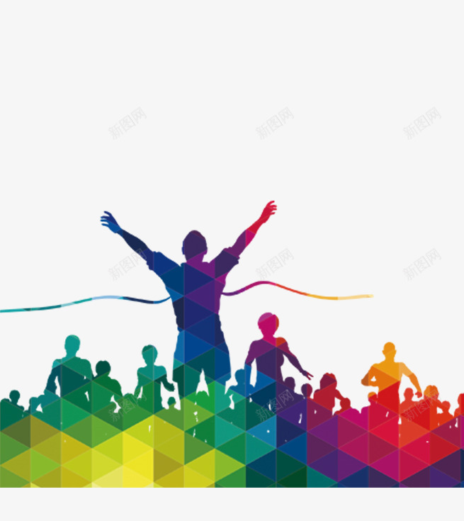 奔跑的人剪影psd免抠素材_新图网 https://ixintu.com 剪影 奔跑的人 炫彩