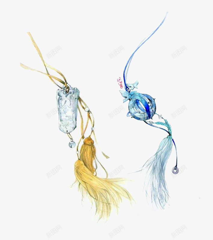 精致的剑穗png免抠素材_新图网 https://ixintu.com 丝质 剑穗 玉 蓝色 装饰品