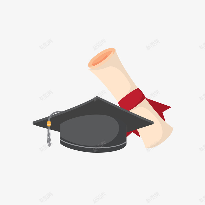 毕业季学士帽证书psd免抠素材_新图网 https://ixintu.com 学位 学士帽 学士帽免费素材 时光 毕业 毕业季 青春