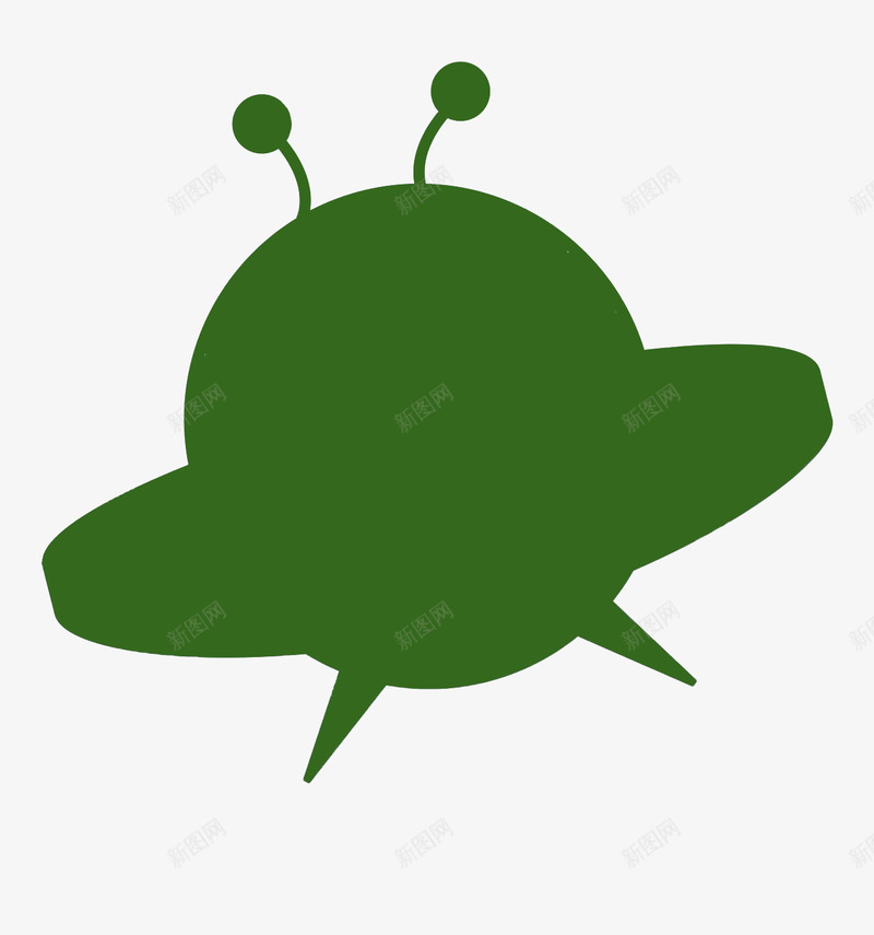 卡通宇宙飞船绿色剪影png免抠素材_新图网 https://ixintu.com 剪影 绿色 装饰 飞船
