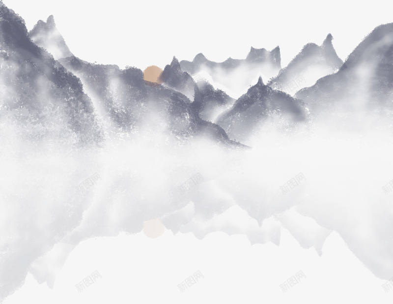 水墨的山水图png免抠素材_新图网 https://ixintu.com 墨迹 山水 暗色 水墨