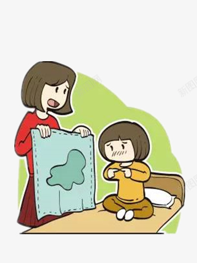 被妈妈批评的小孩png免抠素材_新图网 https://ixintu.com 人物 卡通 彩色 难受