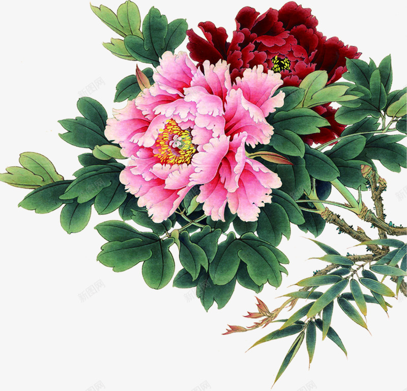 中秋节粉花绿叶海报国庆png免抠素材_新图网 https://ixintu.com 中秋节 国庆 海报 绿叶