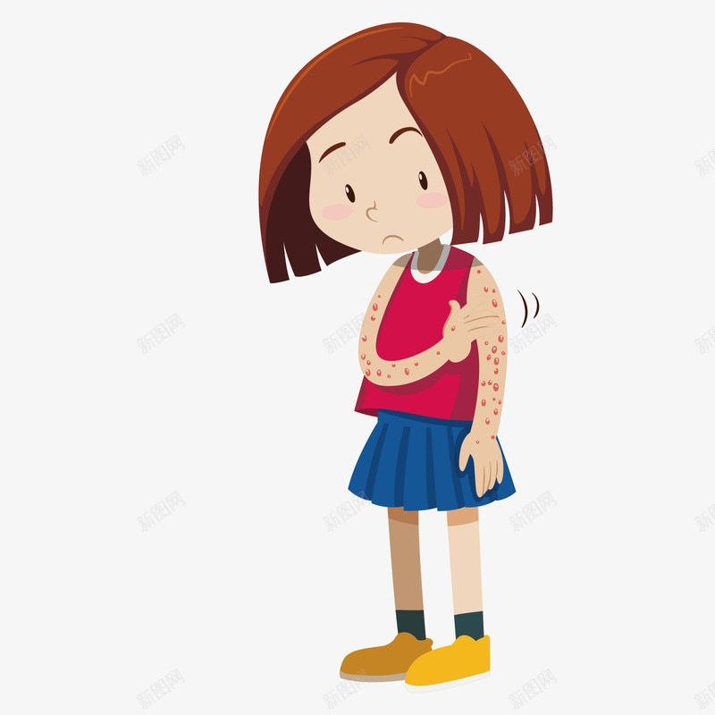 荨麻疹png免抠素材_新图网 https://ixintu.com 儿童 女孩 红疹 过敏