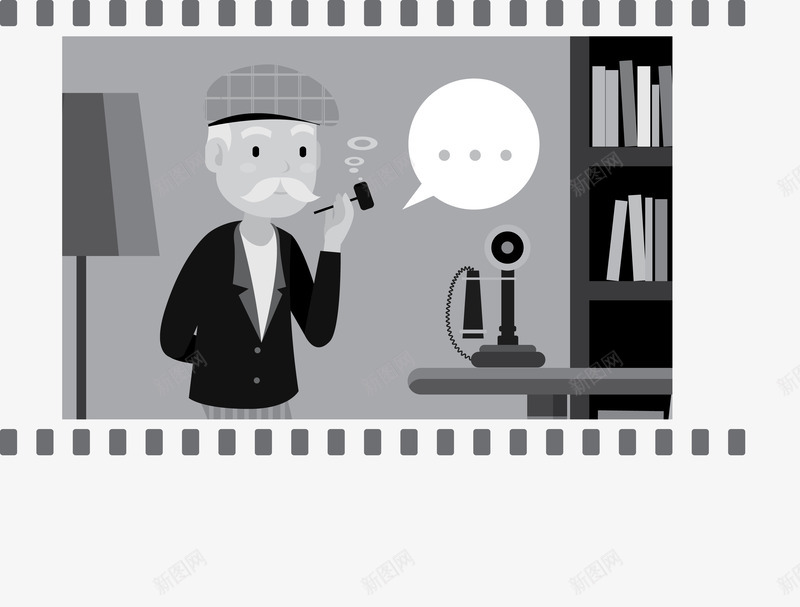 年迈的老爷爷png免抠素材_新图网 https://ixintu.com 书柜 台灯 吸烟 帽子 烟嘴 烟圈 电话 老爷爷