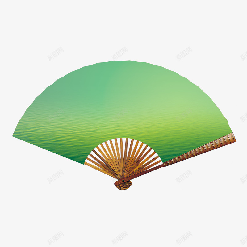 扇子png免抠素材_新图网 https://ixintu.com 折扇 端午 绿色