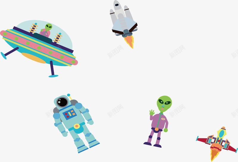 太空里的外星人png免抠素材_新图网 https://ixintu.com 外星人 外星飞碟 宇航员 矢量png 航空航天 飞船