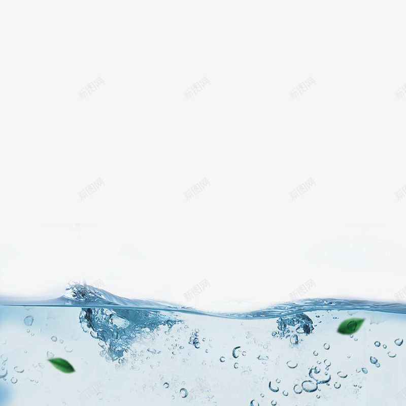 主图水面png免抠素材_新图网 https://ixintu.com 插画水面 树叶 水泡 水波 水面 波浪 电商主图 蓝色