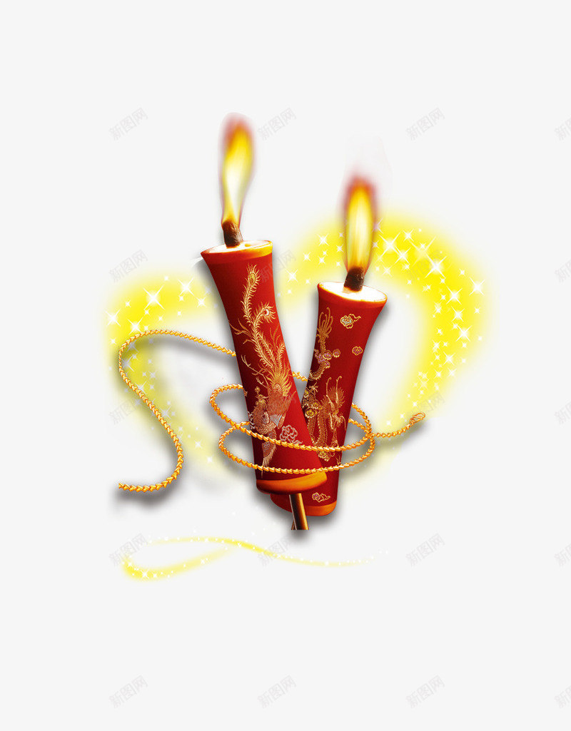 结婚蜡烛psd免抠素材_新图网 https://ixintu.com 喜庆 心形 结婚 绳子 蜡烛