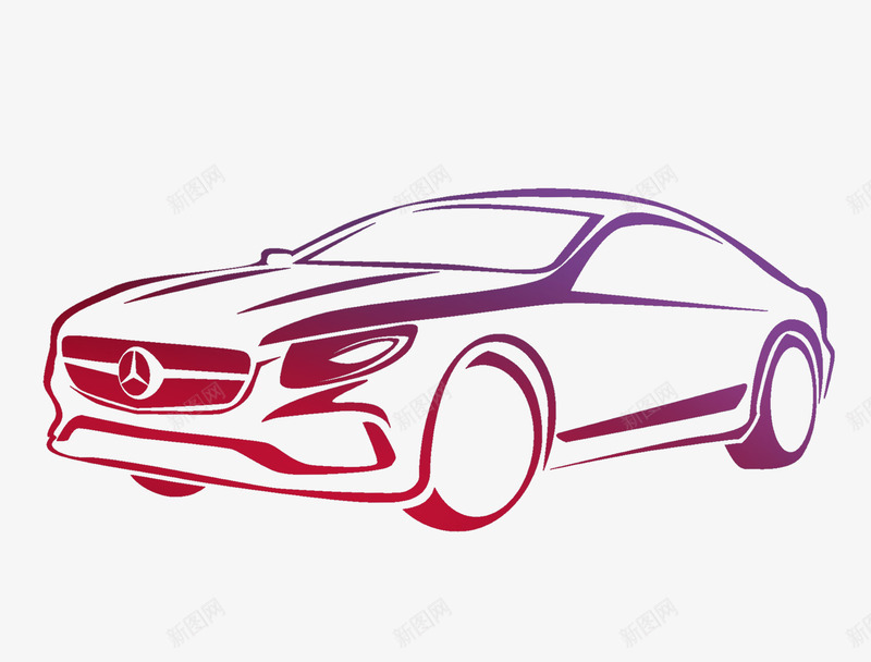 手绘png免抠素材_新图网 https://ixintu.com 奔驰 小车 手绘 汽车 车