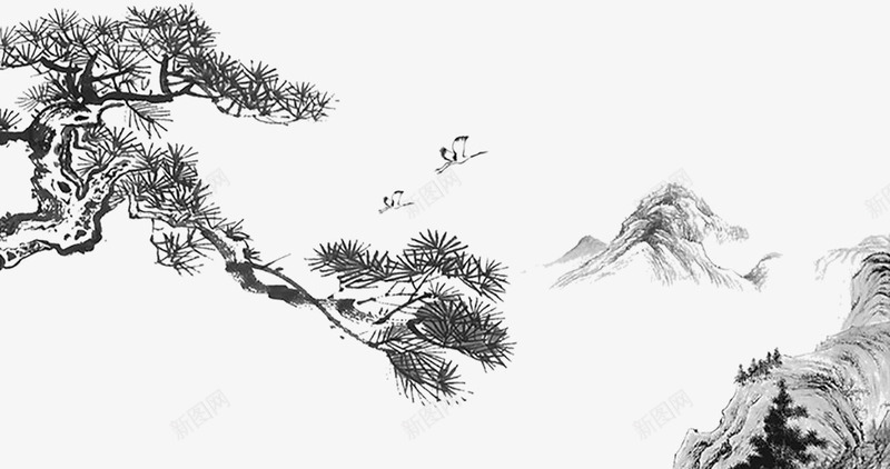 毛笔手绘水墨松树png免抠素材_新图网 https://ixintu.com 手绘松树 手绘迎客松 毛笔画松树 水墨手绘松 水墨松 水墨迎客松