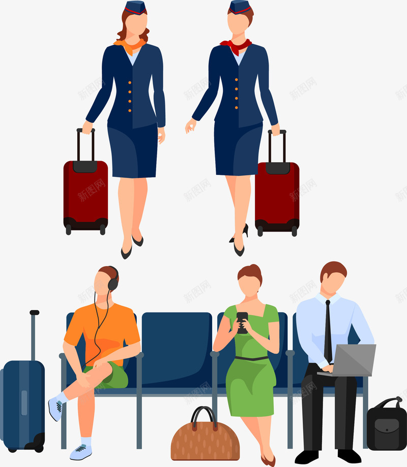 机场空姐乘客卡通png免抠素材_新图网 https://ixintu.com 乘客 卡通 卡通素材 机场 机场矢量 矢量素材