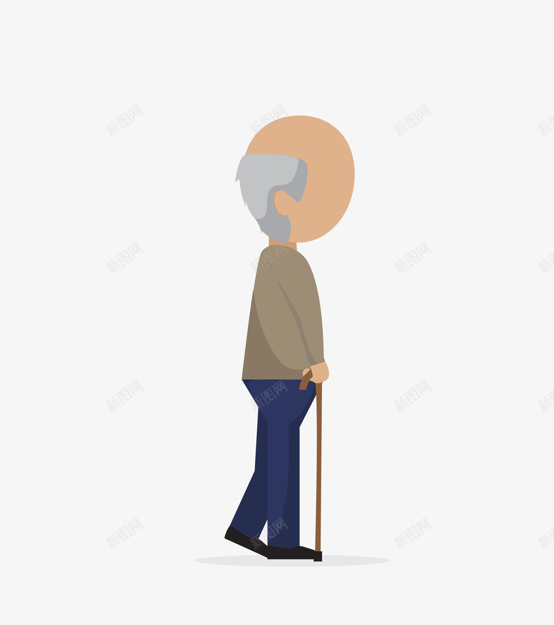 卡通老人走路png免抠素材_新图网 https://ixintu.com 卡通老人 晚年生活 老人侧影 老人侧面 老人拄拐杖 老人矢量图 老人走路