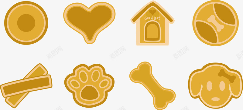 狗狗用品png免抠素材_新图网 https://ixintu.com 圆形 房屋 爱心 狗狗 脚印 饼干 骨头