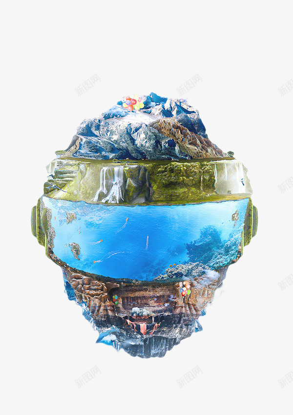 蓝色大海的海报png免抠素材_新图网 https://ixintu.com 沙滩 海水 海滩 脑洞大开 蓝色