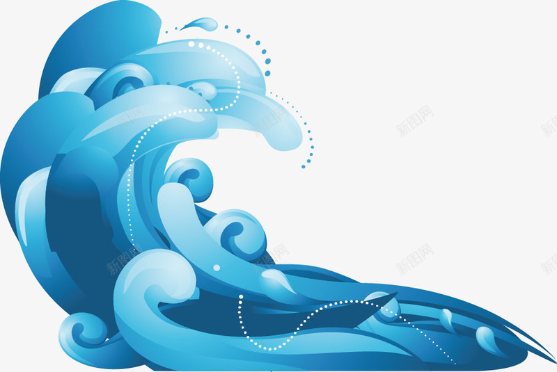 手绘卡通蓝色海浪png免抠素材_新图网 https://ixintu.com 卷起的海浪 夏天 大海 水波 浪花 海上风浪 海浪 海浪形状 精美的海浪 翻腾的海浪 蓝色海浪 质感
