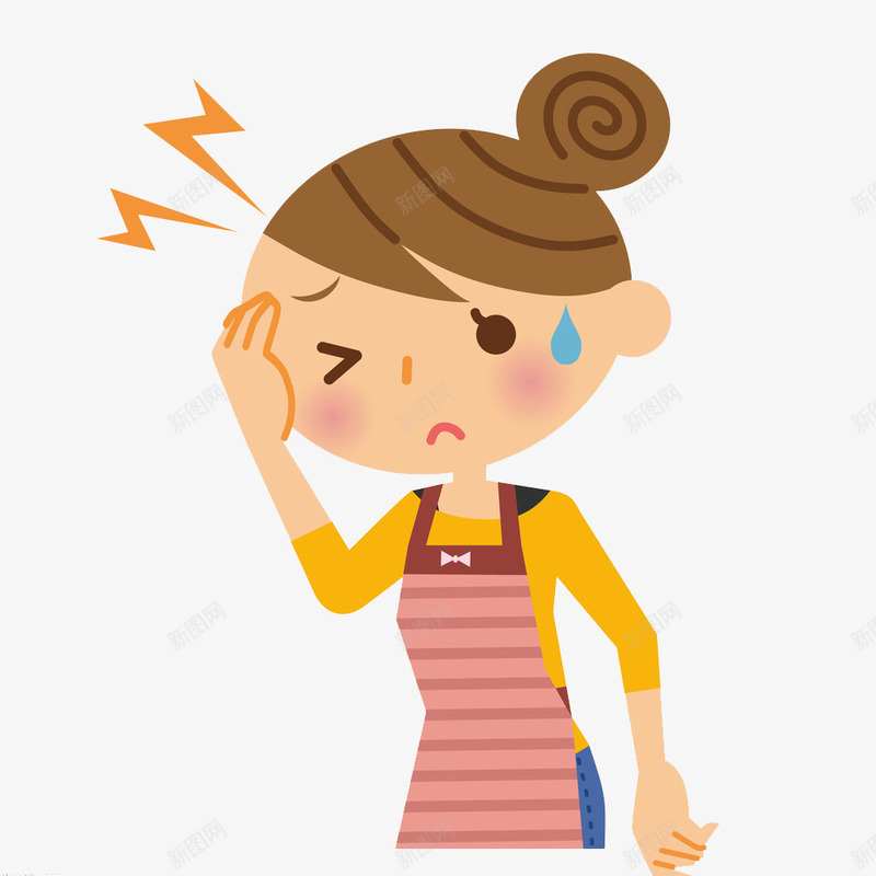 头疼的人png免抠素材_新图网 https://ixintu.com 劳累 头疼 家庭妇女 烧脑 疲惫不堪 难受