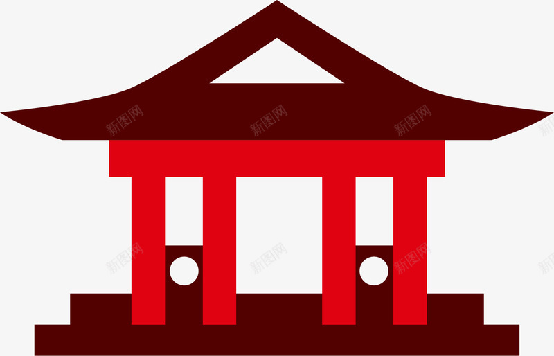 坡屋顶卡通风格建筑矢量图eps免抠素材_新图网 https://ixintu.com 中国建筑 中国特色 古代建筑 古典风格 坡屋顶 矢量图
