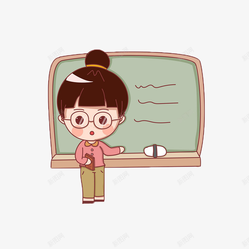 卡通教师节老师上课psd免抠素材_新图网 https://ixintu.com 书本 卡通人物女教师 头像 教师节 老师上课 黑板