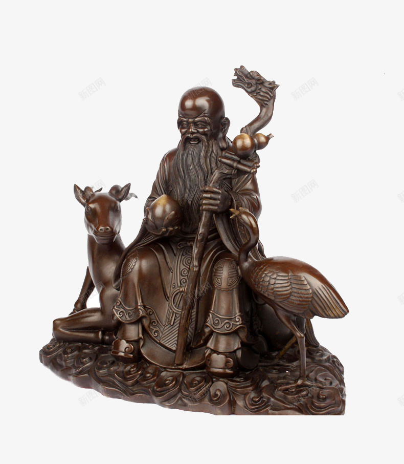 福禄寿星png免抠素材_新图网 https://ixintu.com 家居装饰品 寿星 福禄喜 福禄寿 黄铜