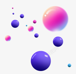 紫色圆球立体元素素材