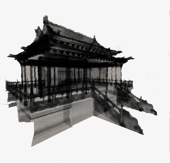 水墨手绘建筑png免抠素材_新图网 https://ixintu.com 卡通建筑 建筑 房子 房屋 手绘建筑 水墨建筑 水墨画