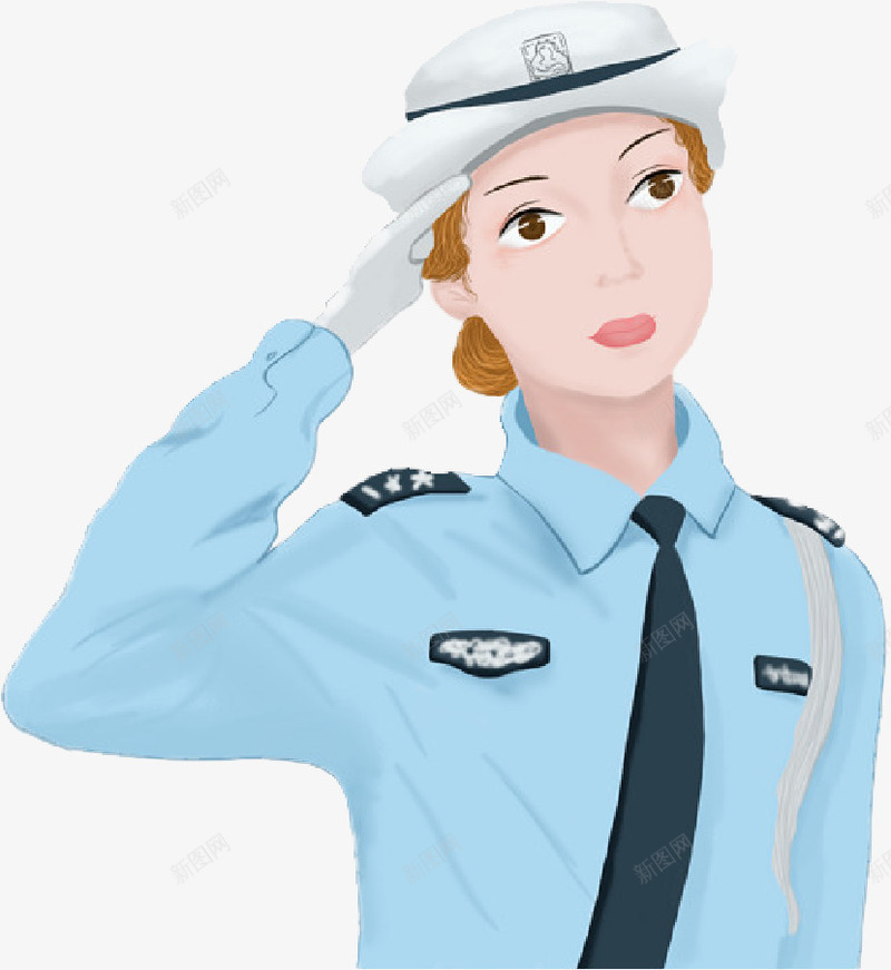 手绘威力的女交警png免抠素材_新图网 https://ixintu.com 交警 威力女交警 女人 敬礼 手绘 警察