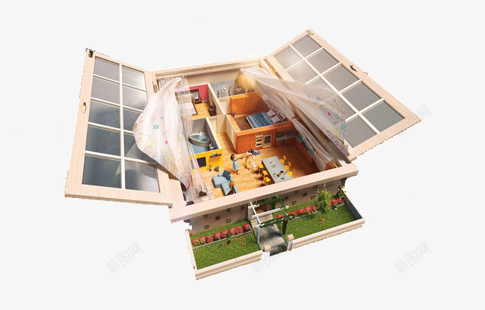 房屋室内立体图png免抠素材_新图网 https://ixintu.com 室内布局图 室内设计 家装 房屋 立体图