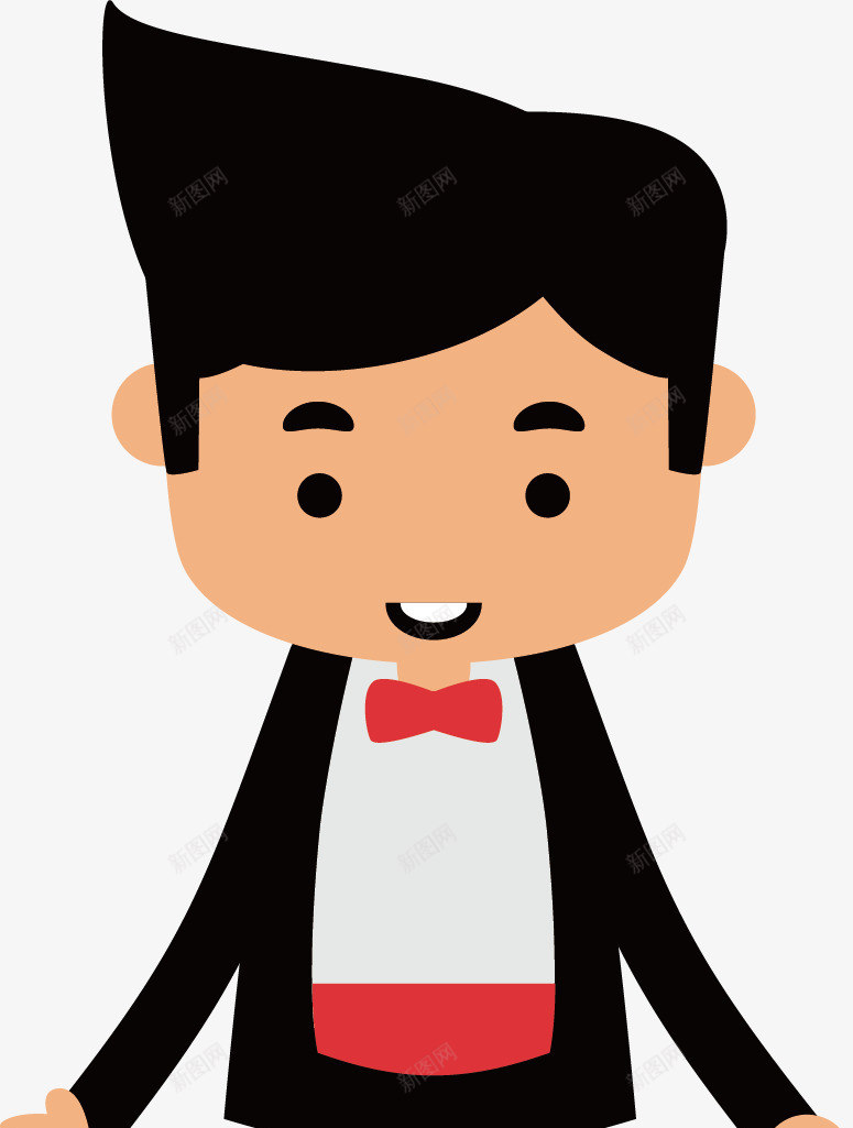 英俊的小哥哥矢量图ai免抠素材_新图网 https://ixintu.com 好看 小眼睛 红领结 约会 英俊 西装革履 黑头发 矢量图