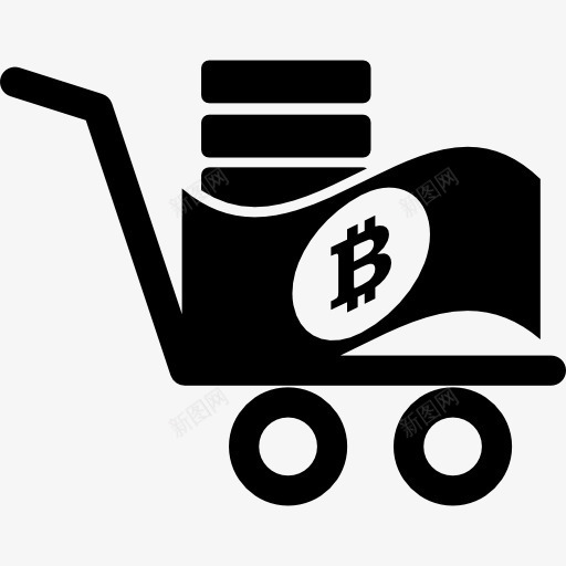 比特币的小车图标png_新图网 https://ixintu.com 价值 商务 手推车 比特币 符号 象征 购物车 钱 钱字符号