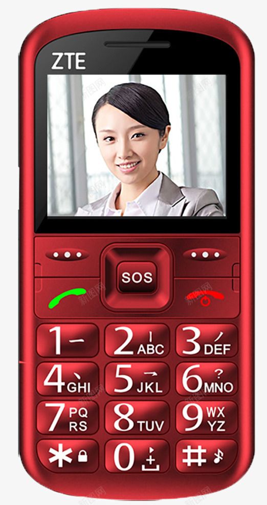 大屏老人手机png免抠素材_新图网 https://ixintu.com 中兴ZTE 产品实物 移动 老人手机 联通2G 金色