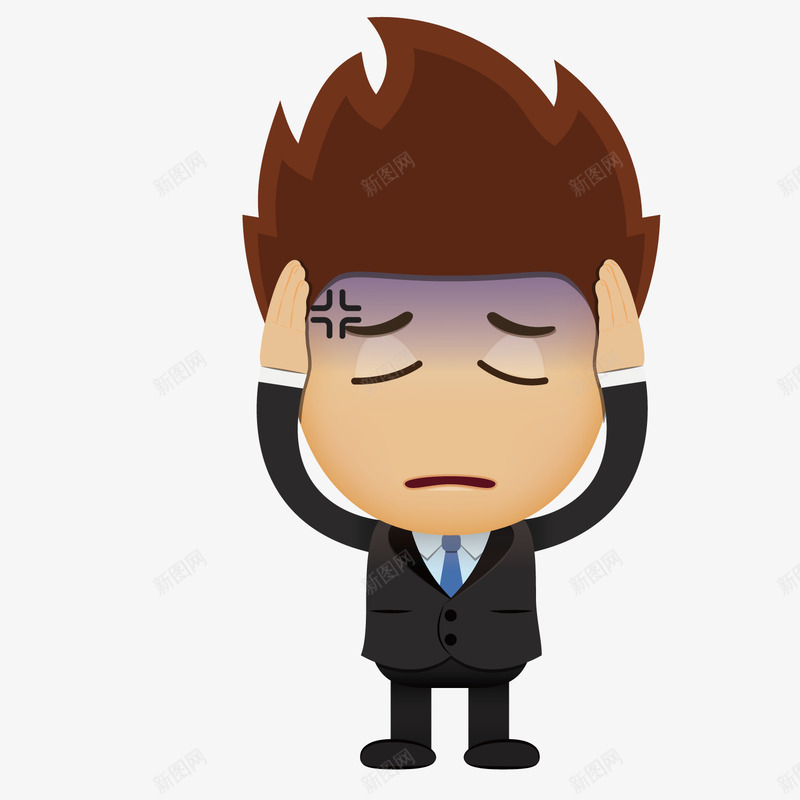 头疼的职员png免抠素材_新图网 https://ixintu.com 卡通 头疼 职员