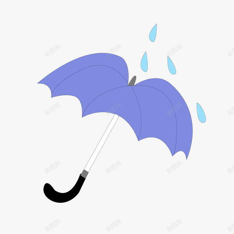 蓝色雨伞卡通插画矢量图ai免抠素材_新图网 https://ixintu.com 卡通插画 圆弧 天气 形状 水滴 水滴型 矢量图 蓝色 雨伞 雨水