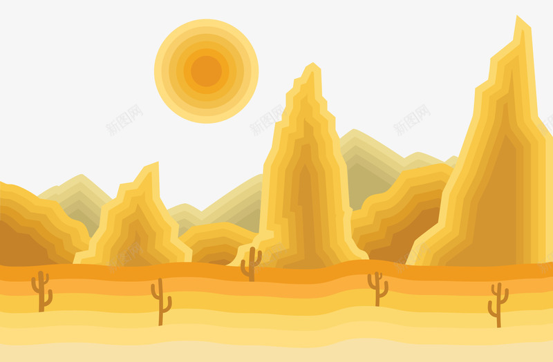 黄昏沙漠风景插画矢量图ai免抠素材_新图网 https://ixintu.com 插画 景色 沙漠 矢量沙漠 风景 黄昏 矢量图