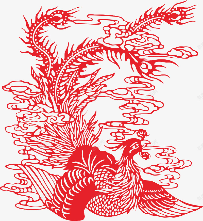 中国传统元素剪纸png免抠素材_新图网 https://ixintu.com 传统元素 凤凰 凤凰纹饰 剪纸 装饰