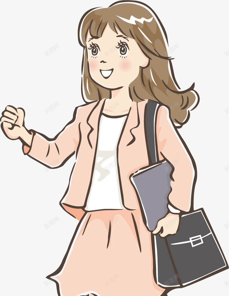 卡通上班族女生装饰插画png免抠素材_新图网 https://ixintu.com ps上班族 上班 上班族海报 创意水彩卡通插画 卡通上班族女生 卡通插画 插画 插画设计 水彩插画 白领 穿裙子的女生