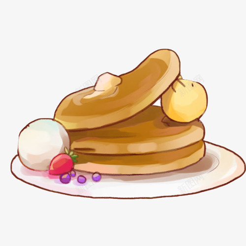 千层饼手绘画片psd免抠素材_新图网 https://ixintu.com 千层饼 手绘美食 烙饼 焦黄色 饼子