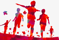 青年节素材红色炫彩奔跑的年轻人高清图片