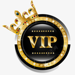 vip会员图标圆形皇冠钻石VIP标志高清图片