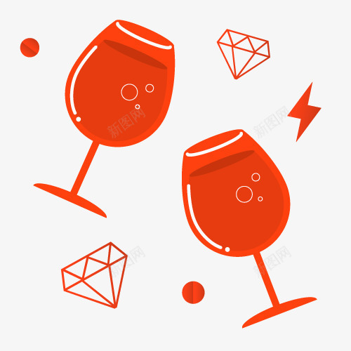 酒杯高脚杯钻石png免抠素材_新图网 https://ixintu.com 手绘 酒杯 钻石 高脚杯