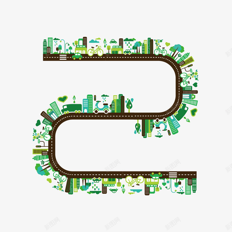 创意地产图案矢量图ai免抠素材_新图网 https://ixintu.com 地产 建筑 房子 绿色家园 矢量图