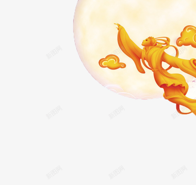 嫦娥奔月psd免抠素材_新图网 https://ixintu.com 中秋 中秋节 八月十五 嫦娥 月亮 月饼 玉兔