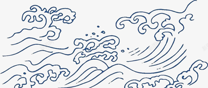 简笔画波浪png免抠素材_新图网 https://ixintu.com 手绘 波浪 海啸 简笔画 线条