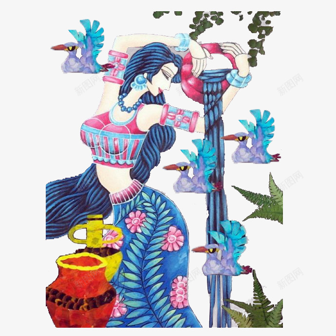 傣族蜡染工艺少女png免抠素材_新图网 https://ixintu.com 傣家 傣族 傣族图案 少数民族 民族 蜡染 蜡染工艺 蜡染民族文化