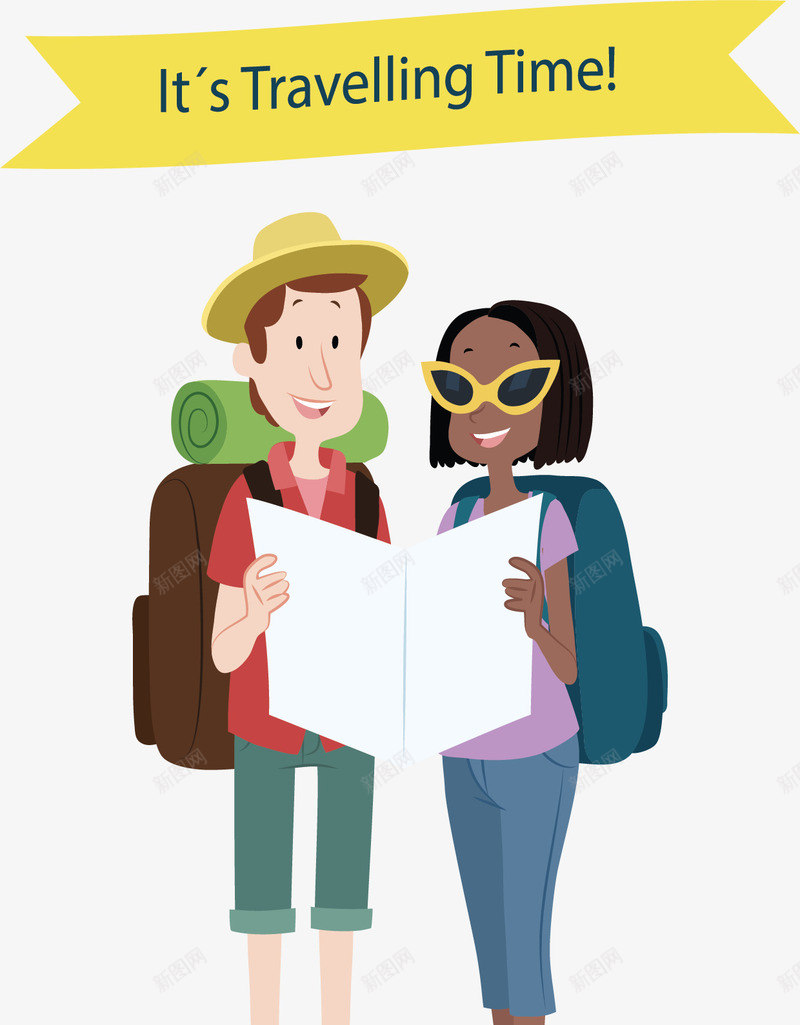 情侣旅行矢量图ai免抠素材_新图网 https://ixintu.com 人物介绍 人物插画 卡通人物 情侣 旅行 矢量人物 矢量图
