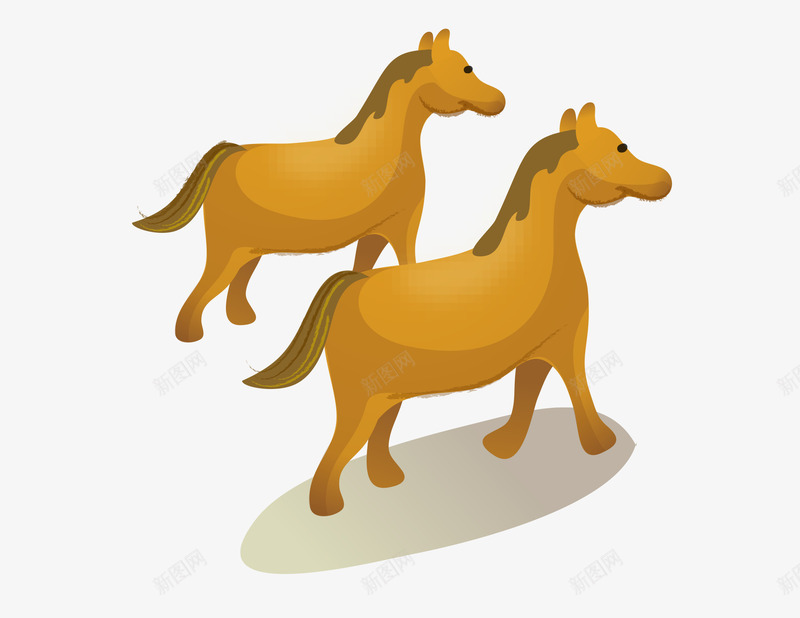 卡通手绘黄色奔跑鬃毛马png免抠素材_新图网 https://ixintu.com 卡通的吗 奔跑的鬃毛马 手绘的野马 矢量的动物 黄色的马