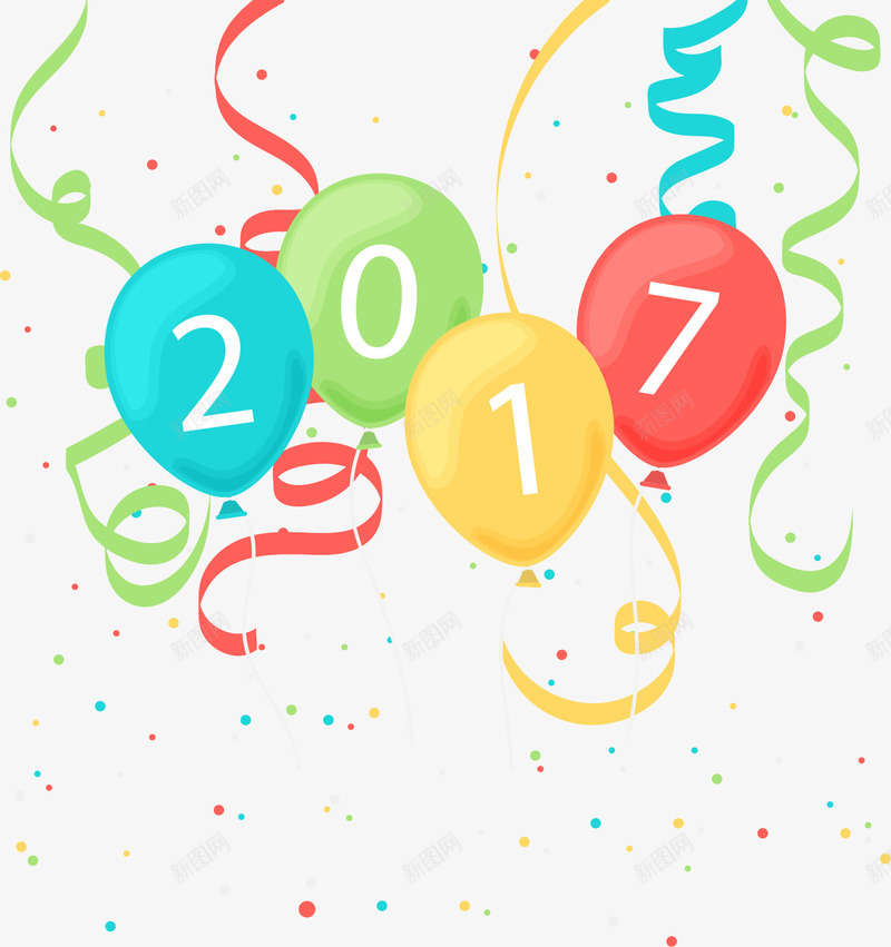 气球上的2017矢量图ai免抠素材_新图网 https://ixintu.com 2017 2017鸡年 卡通气球 气球 矢量气球 矢量图